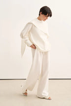Ecru Organic Cotton Belted Blouse