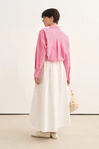 Dark Pink Striped Poplin Shirt