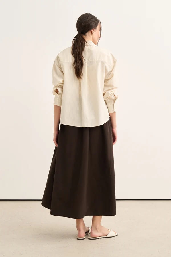 Beige Striped Poplin Shirt