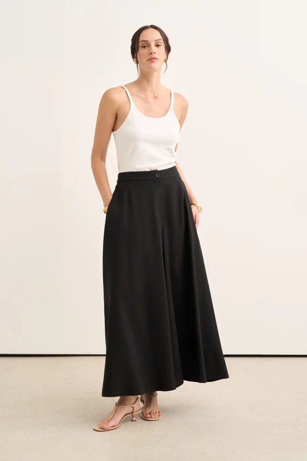 Black Flared Trousers Skirt