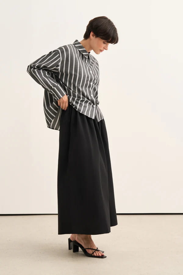 Black Striped Poplin Shirt