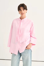 Light Pink Tie Neck Poplin Shirt