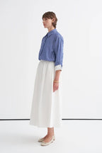 Ecru Elastic Waist Poplin Skirt