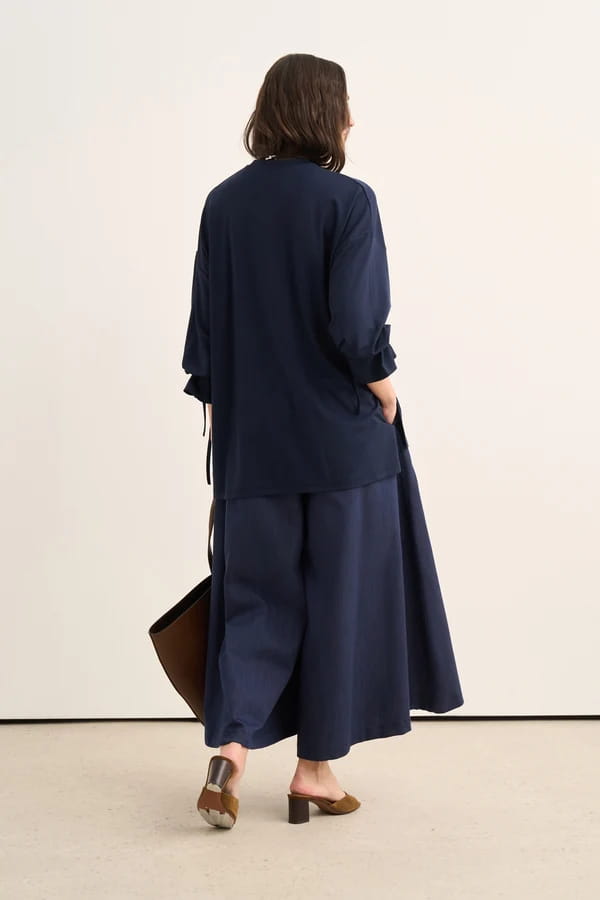 Navy Tie Sleeve Sweatshirt