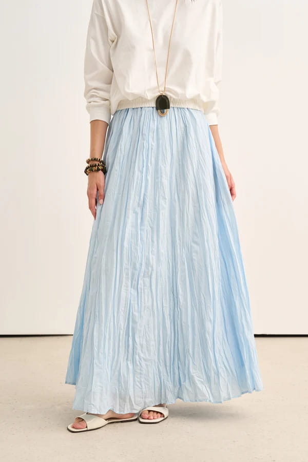 Blue Crushed Voile Skirt