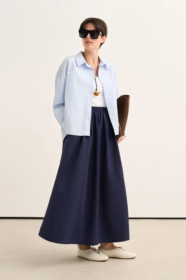 Blue Striped Poplin Shirt
