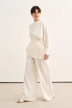 Ecru Organic Cotton Belted Blouse