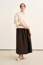 Beige Striped Poplin Shirt
