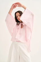 Pink Striped Cape Blouse