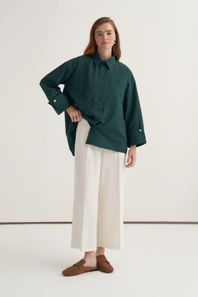 Emerald oversized button-detail shirt