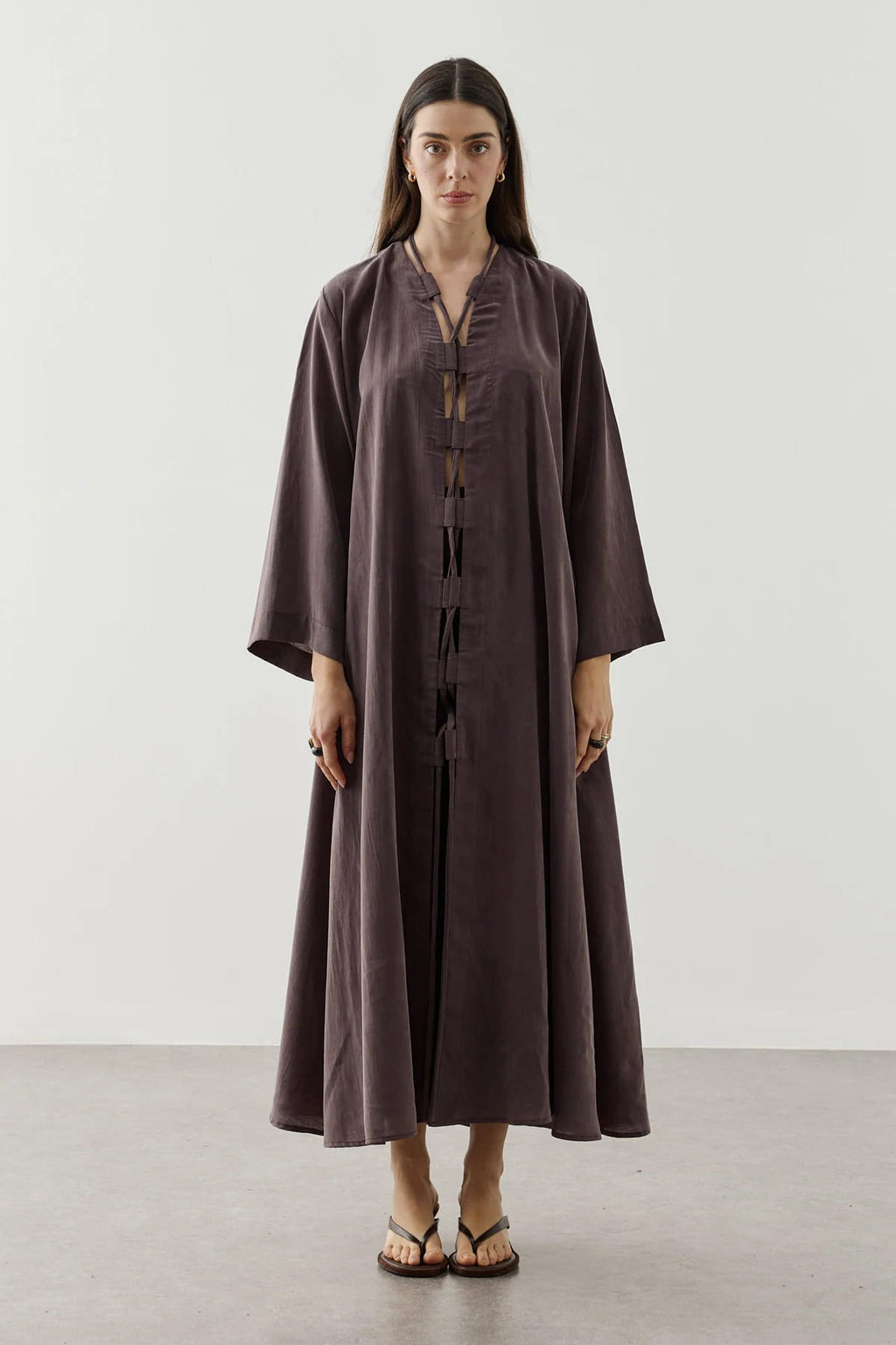 Brown Wide Brim Kimono