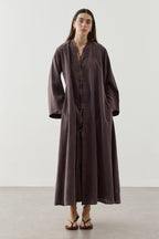 Brown Wide Brim Kimono
