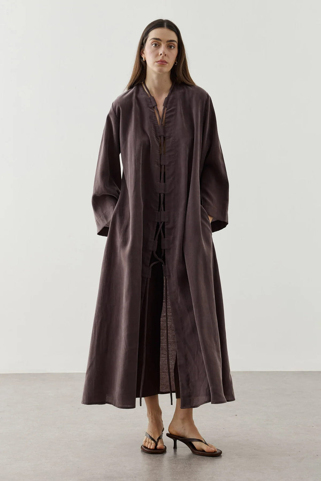 Brown Wide Brim Kimono