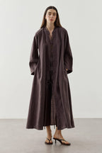 Brown Wide Brim Kimono