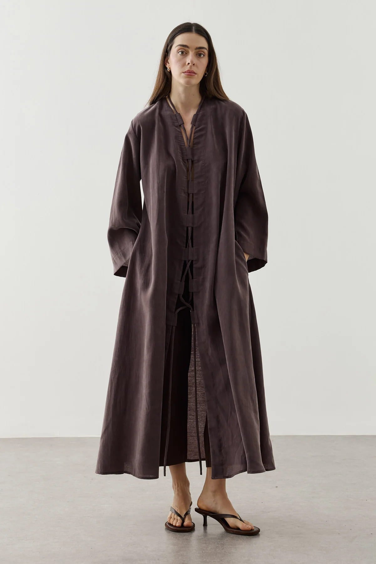 Brown Wide Brim Kimono