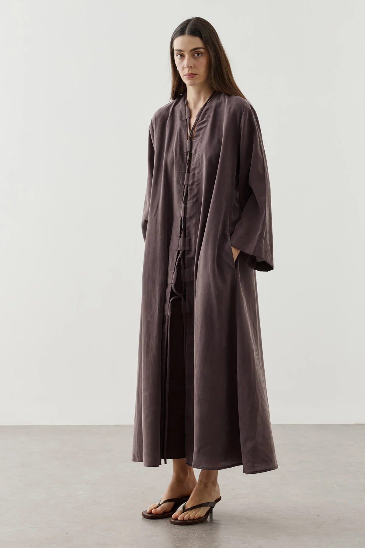 Brown Wide Brim Kimono