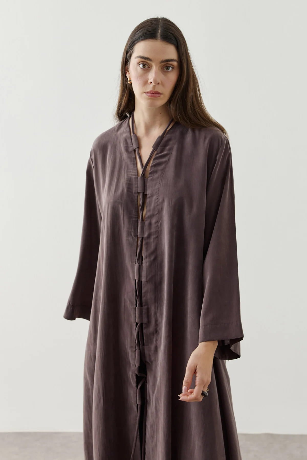 Brown Wide Brim Kimono