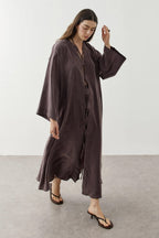 Brown Wide Brim Kimono