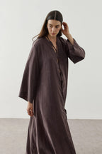 Brown Wide Brim Kimono