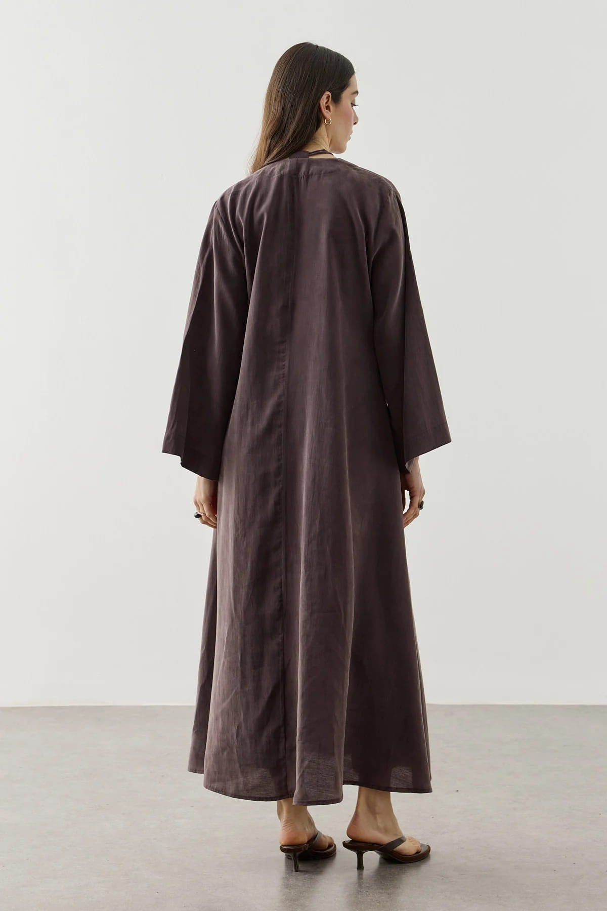 Brown Wide Brim Kimono