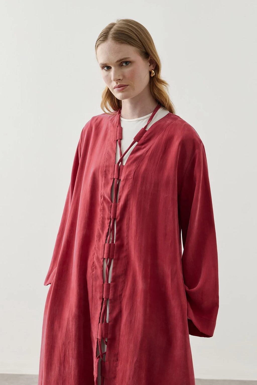 Red Wide Brim Kimono