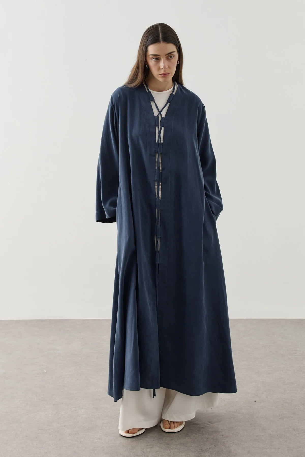 Blue Wide Brim Kimono