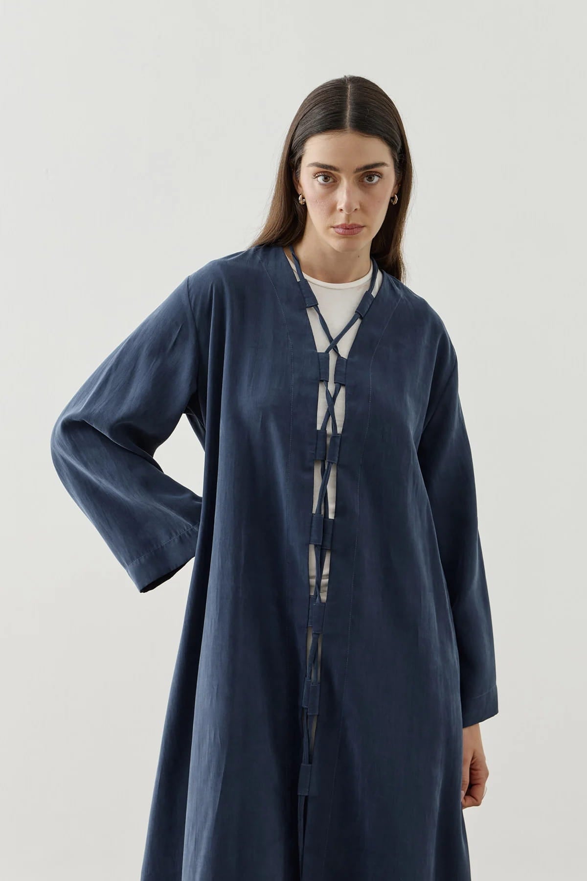 Blue Wide Brim Kimono