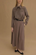 Grey tencel skirt suit