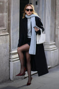 Gray plain knitted knitwear scarf