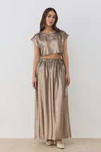 Sequined straight skirt mink