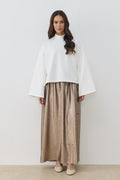 Sequined straight skirt mink