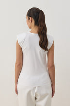 Padded sleeveless bodysuit ecru