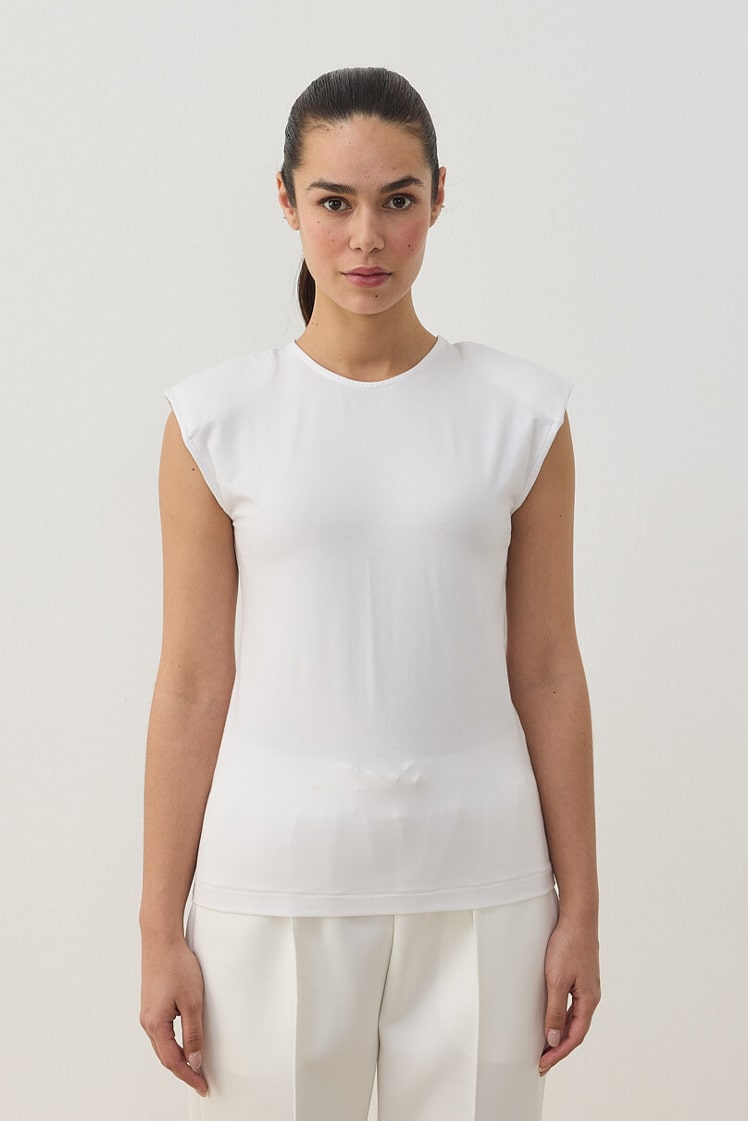 Padded sleeveless bodysuit ecru