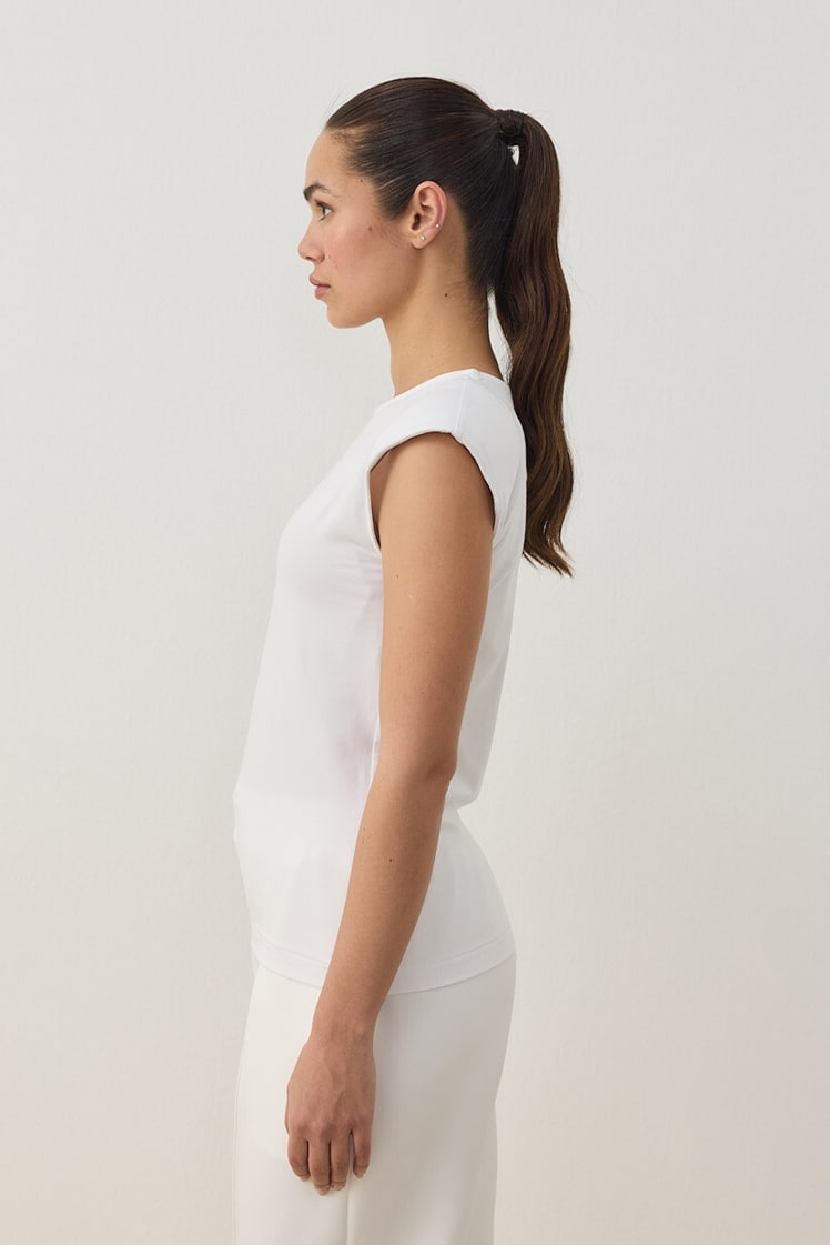 Padded sleeveless bodysuit ecru