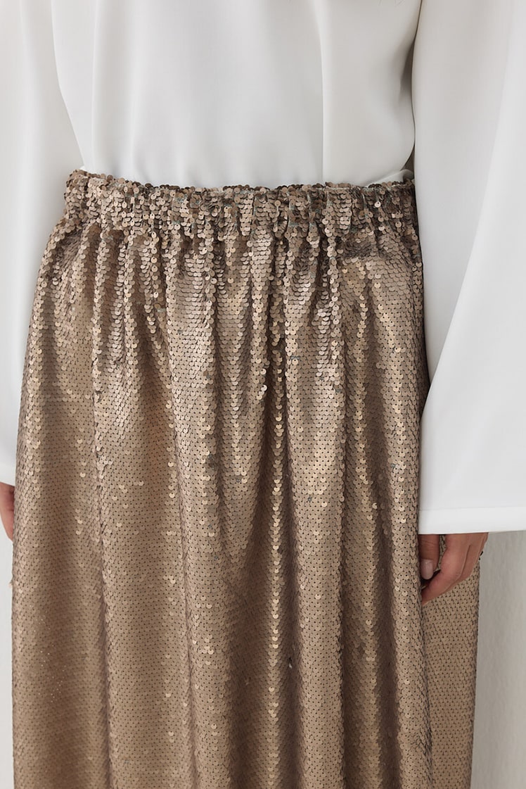Sequined straight skirt mink