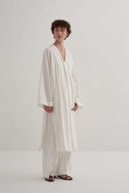 Linen Scallop Kimono Ecru