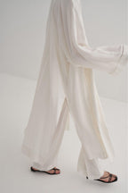Linen Scallop Kimono Ecru