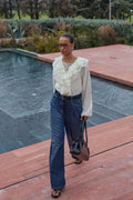 Navy Sparkle Baggy Jeans