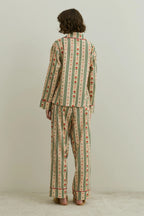 Beige Heart Print Pijama Suit