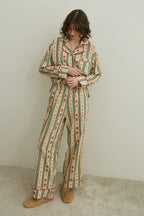 Beige Heart Print Pijama Suit