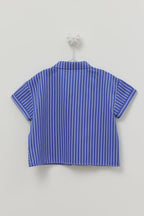 Kangaroo pocket shirt striped dark blue