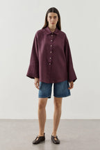 Plum Linen Cuff Shirt
