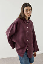Plum Linen Cuff Shirt