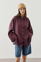 Plum Linen Cuff Shirt