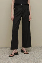 Black straight trousers