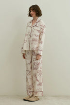 Ecru Print Pijama Suit