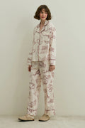 Ecru Print Pijama Suit
