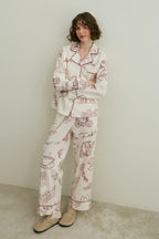 Ecru Print Pijama Suit
