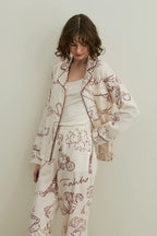 Ecru Print Pijama Suit
