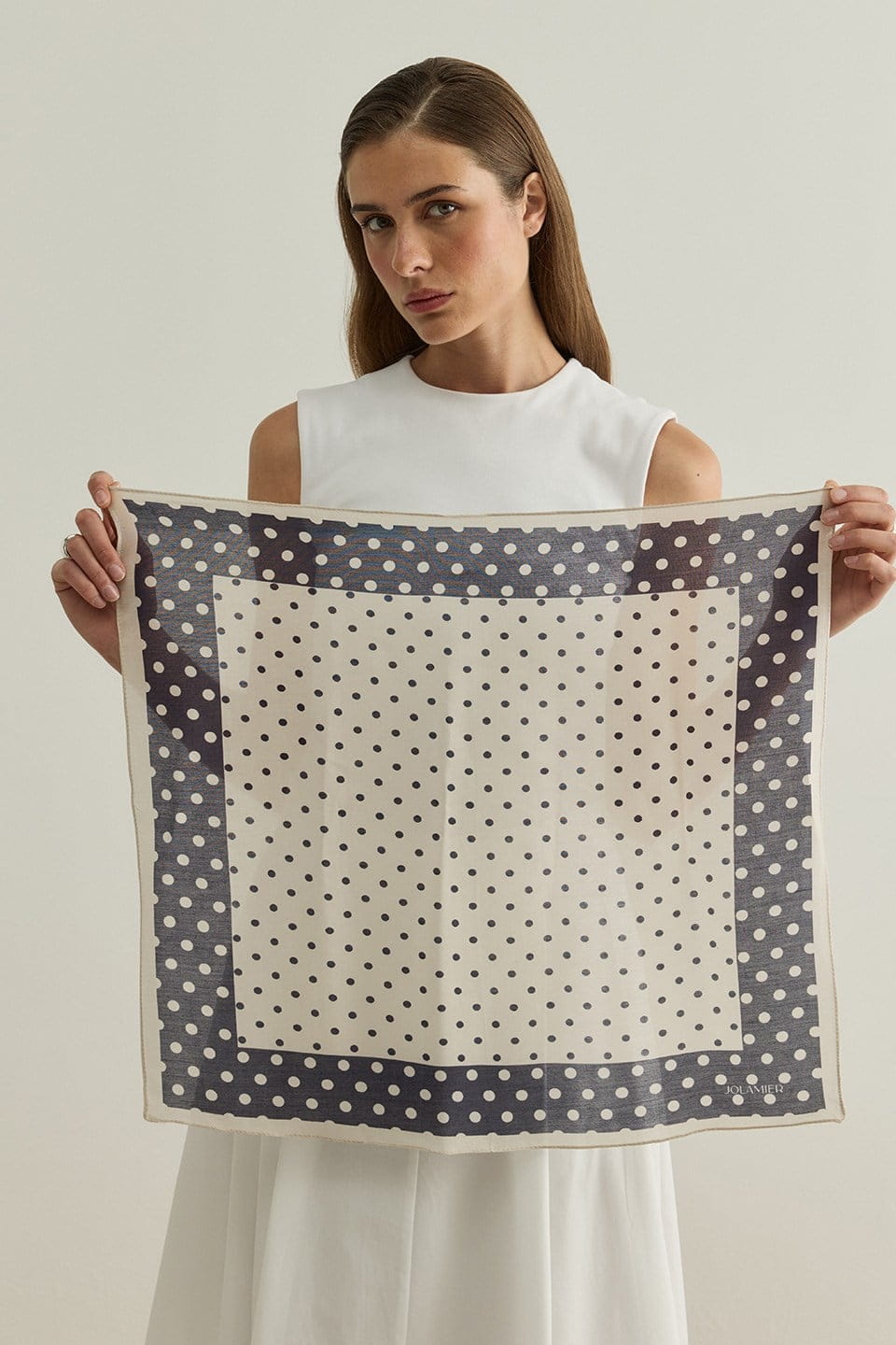 Navy Polka Dot Modal Foulard